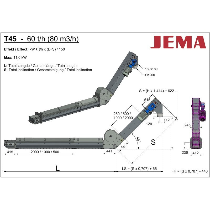 T45 Chain conveyer 45° bend