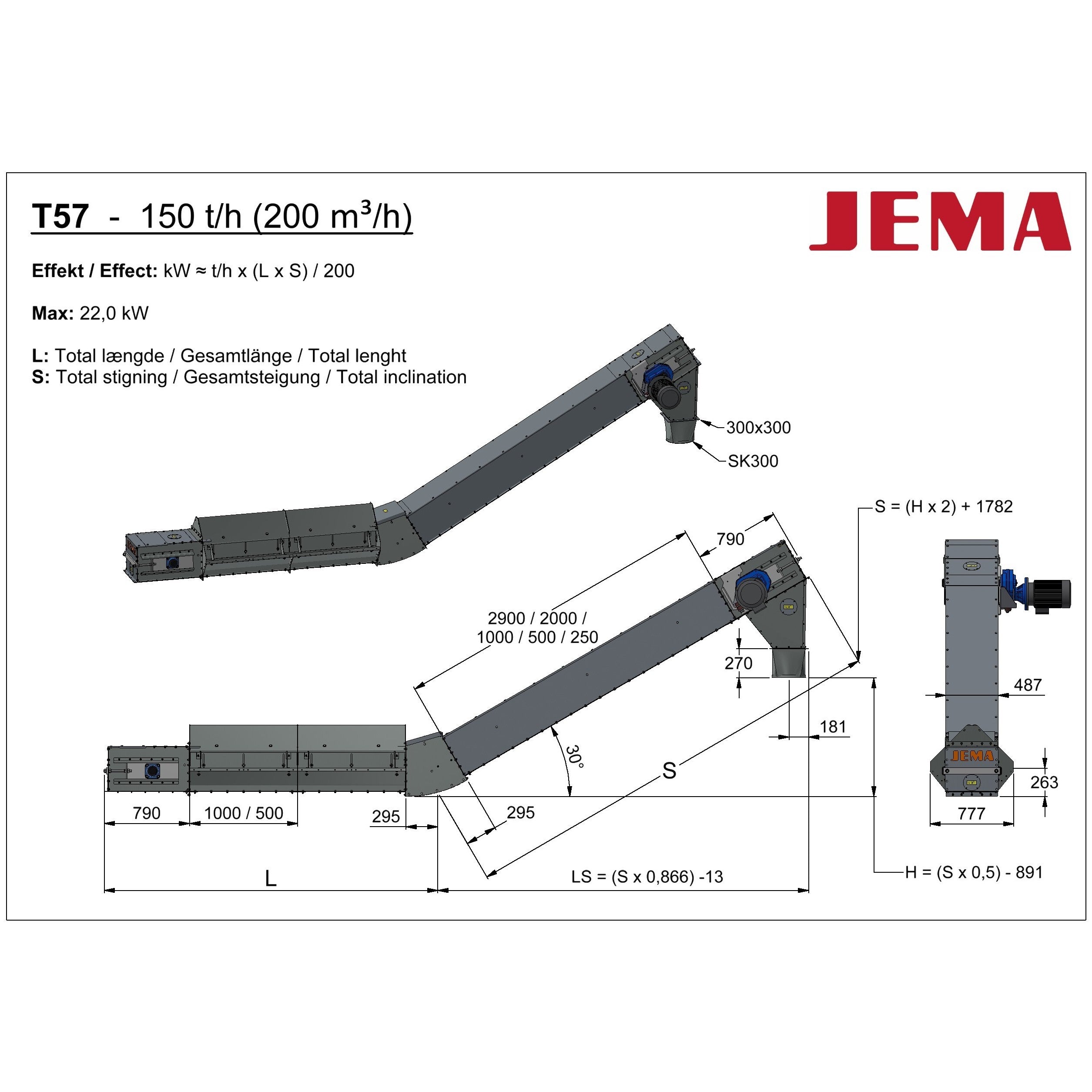 T57 Chain conveyor with 30° bend